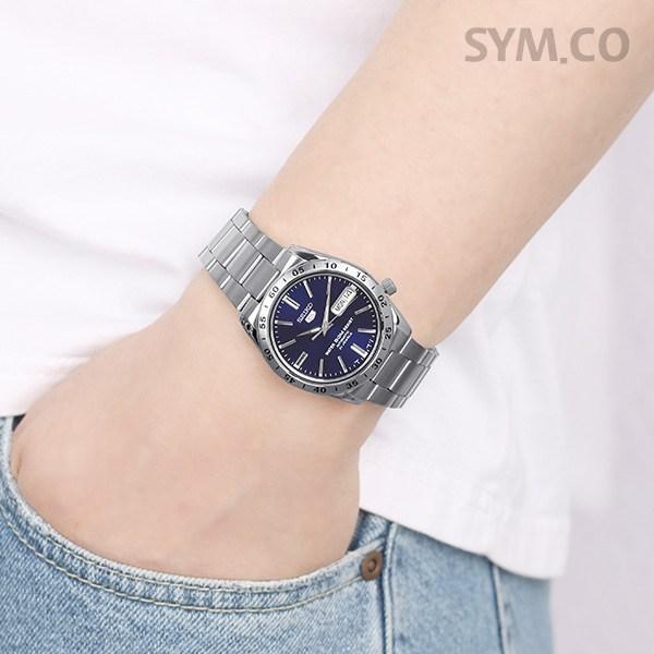 Seiko 5 Automatische Herrenuhr aus Metall mit blauer Platte