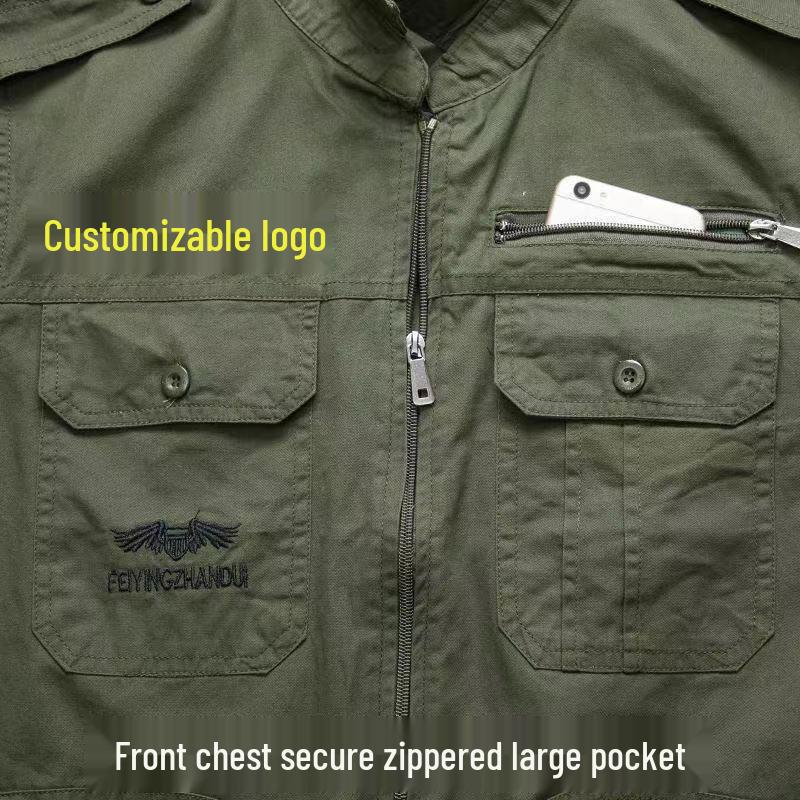 Men's Summer Workwear Set: Thin Cotton Long Sleeve, Wear-Resistant, Stain-Resistant, Ideal for Welding and Auto Repair