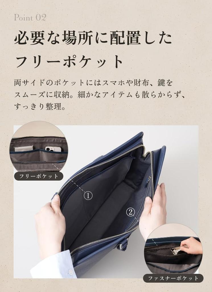 [Business Leather Factory] Slim Business Bag (Square) Made with Water-Repellent Original Genuine Cowhide Leather, Unisex, Slim Design, Fits 14-inch