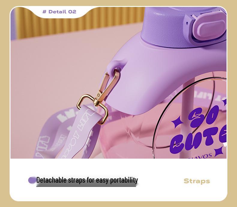 GIAVOS Minimalist Creative Sports Water Bottle with Straw - Portable & Cute Design