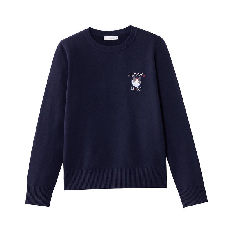 INMAN Women's Embroidered Pullover Knit Sweater