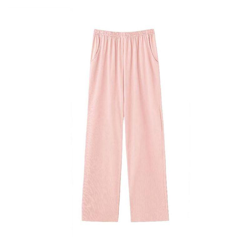 

Женские пижамные штаны из чистого хлопка, тонкие, свободные, повседневные штаны для помещения с кондиционером, весна и осень, для улицы, универсальные, для отдыха, модные Pink two pockets M