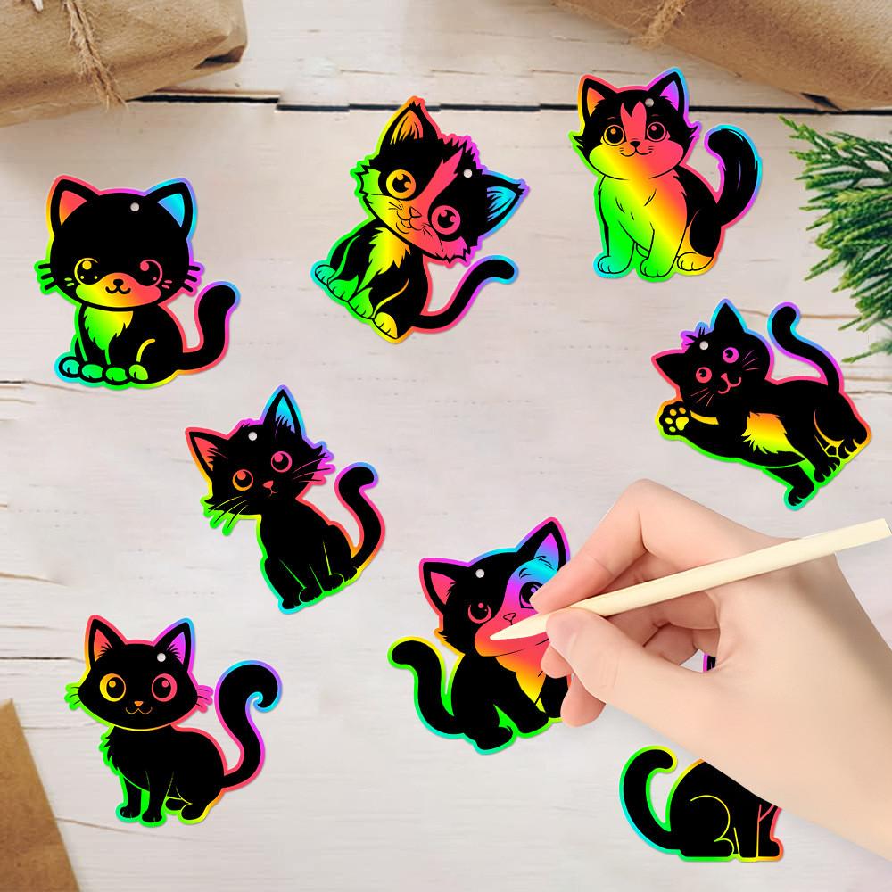 Diy Scratch Cat Card Party Decor With Colorful Hanging For Celebration Birthday
