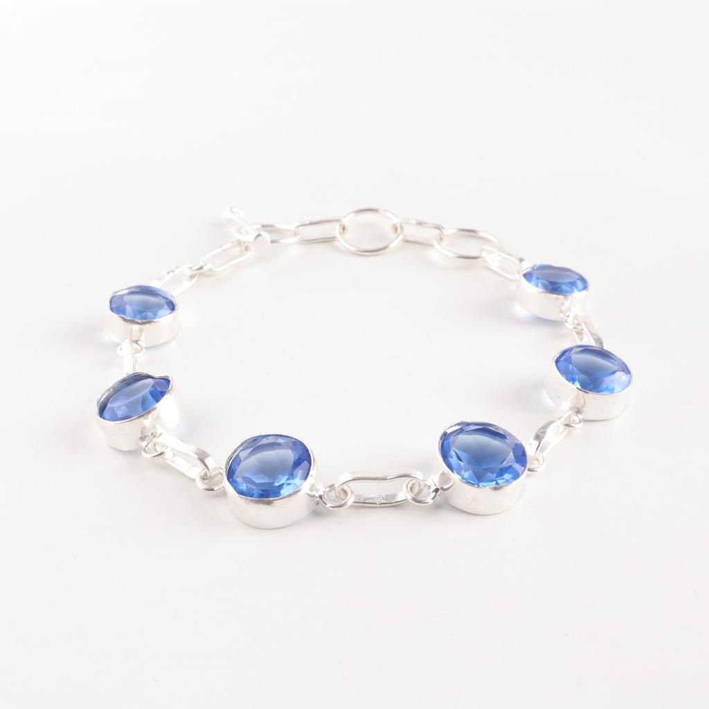 Tanzanite Gemstone 925 Sterling Silver Jewelry Handcrafted Bracelet  For Women RB-14-6