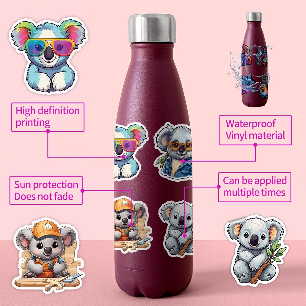 100 Cute Koala Cartoon Stickers for Kids DIY Decoration – Water Bottles, Luggage, More