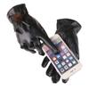 Autumn and Winter Gloves for Women PU Leather Gloves Bow Plus Velvet Thickened Outdoor Driving Touch Screen Warm Gloves