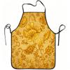 1pc Golden Floral Pattern Print Apron, Durable and Easy To Clean, Adjustable Waistband, Polyester Material, for Kitchen Cooking, Gardening, Orchard Pi