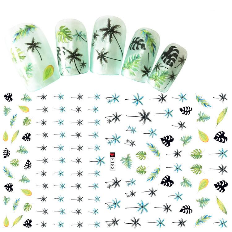 1pc 3D Nail Stickers Spring Summer Natural Flower Leaves Simulation Dried Flower Dragonfly Nail Applique Water Slides Decoration