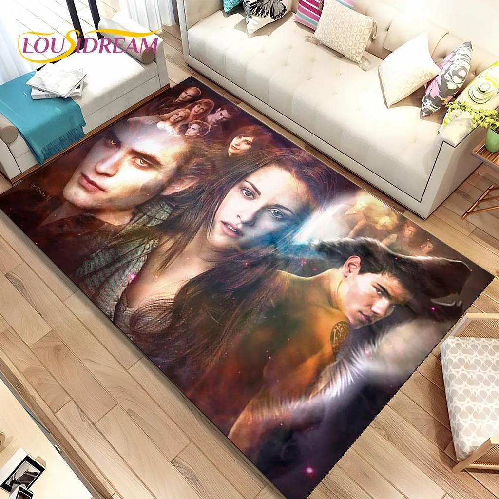 Tapete de Área Impresso em HD Saga Crepúsculo Grande, Tapete para Sala de Estar Quarto Sofá Capacho Decoração, Tapete de Chão Antiderrapante para Crianças