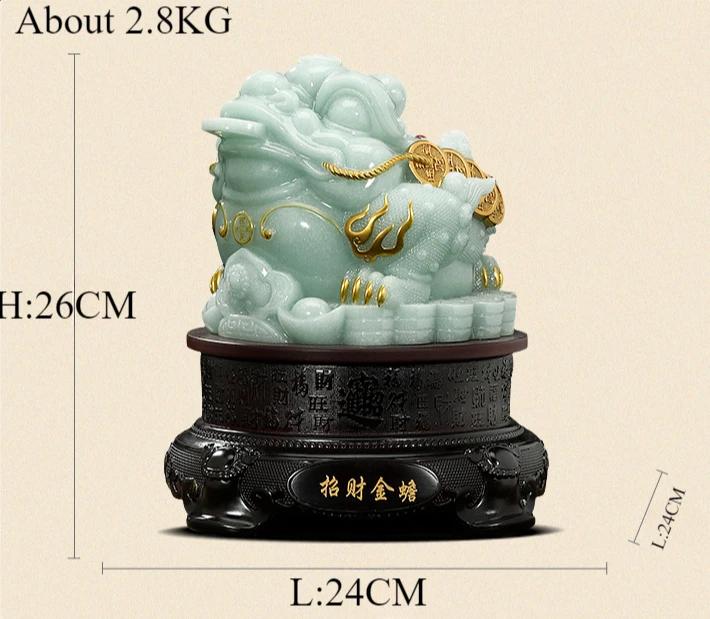 26x24CM Synthetic Jade Lucky Golden Toad Decorations Living Room Office Cashier Decoration Store Relocation Opening Gift