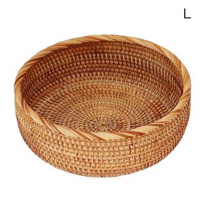 El Yapımı Rattan Saklama Sepeti Yuvarlak Meyve Sepeti Tepsi Sepet Şeker Saklama Sepeti