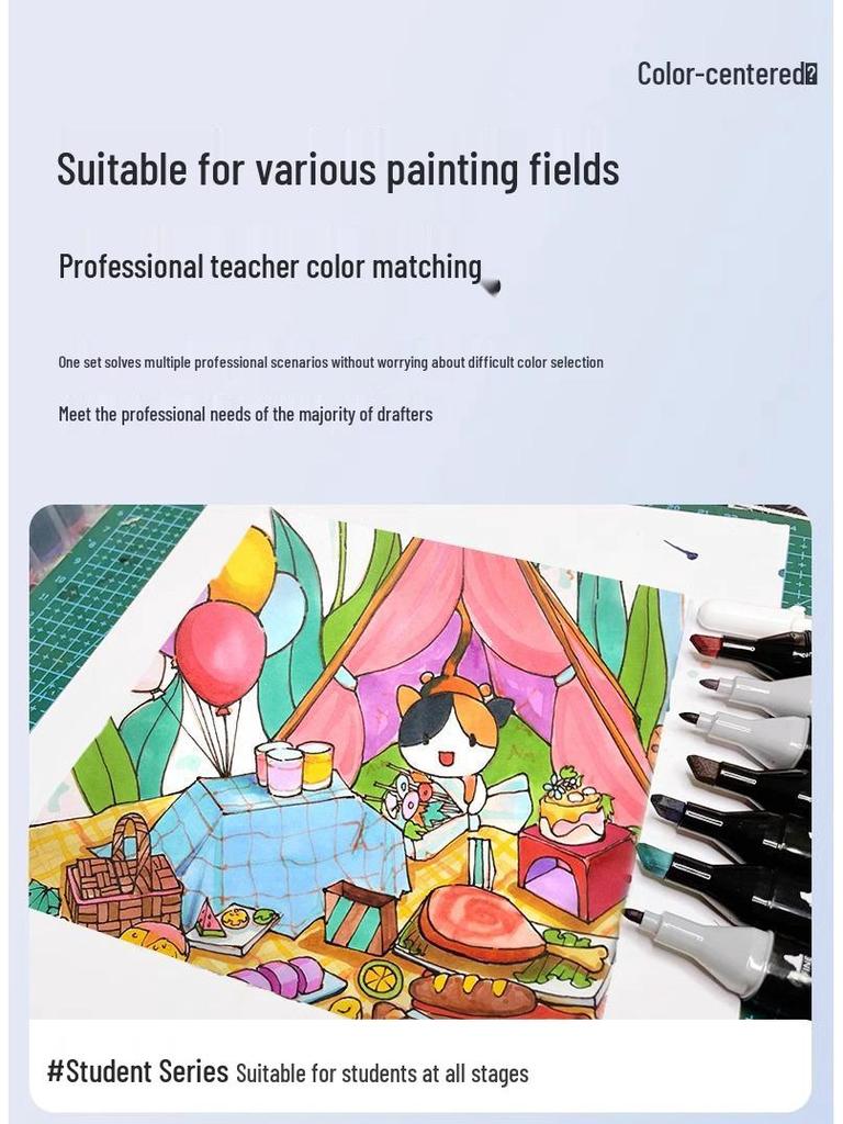 Touchmark 168-Color Alcohol-Based Marker Set with Durable Tips for Students