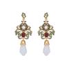Retro Magnolia Fairy Earrings: Enamel Cloisonné & White Jade Cheongsam Style