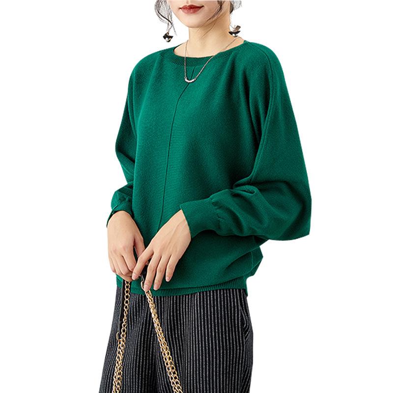 Women's Plus Size Chunky Knit Batwing Sweater - Spring/Autumn Long Sleeve, One-Shoulder Style