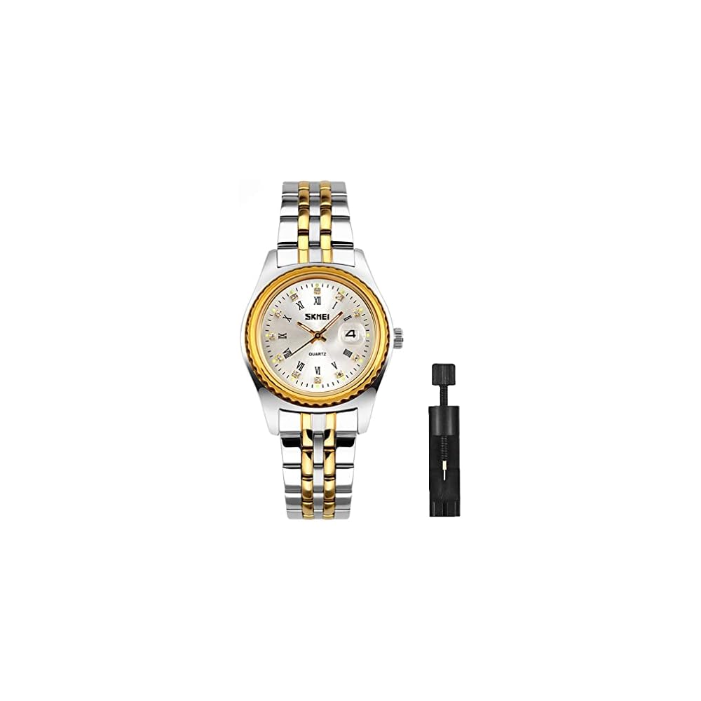 Classic Women s Analog Quartz Watch Gold Silver Stainless Steel Waterproof Casual Date