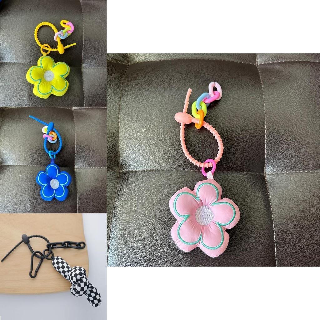 Colorful Flower Rubber Keychain Plush Toy Ins Style Trendy Key Holder Bag Charm