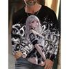 Anime Girl Graphic 3D Printed Top Casual Long Sleeved Men's T-shirts - Soft Medium Stretch Polyester Fabric Spring and Autumn Relaxed Fit Clothing