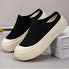 Summer Breathable Thick Soled Shoes with Toe Caps, Solid Color, Shallow Opening, Height Increasing Shoes, Simple Soft Sole, Half Support