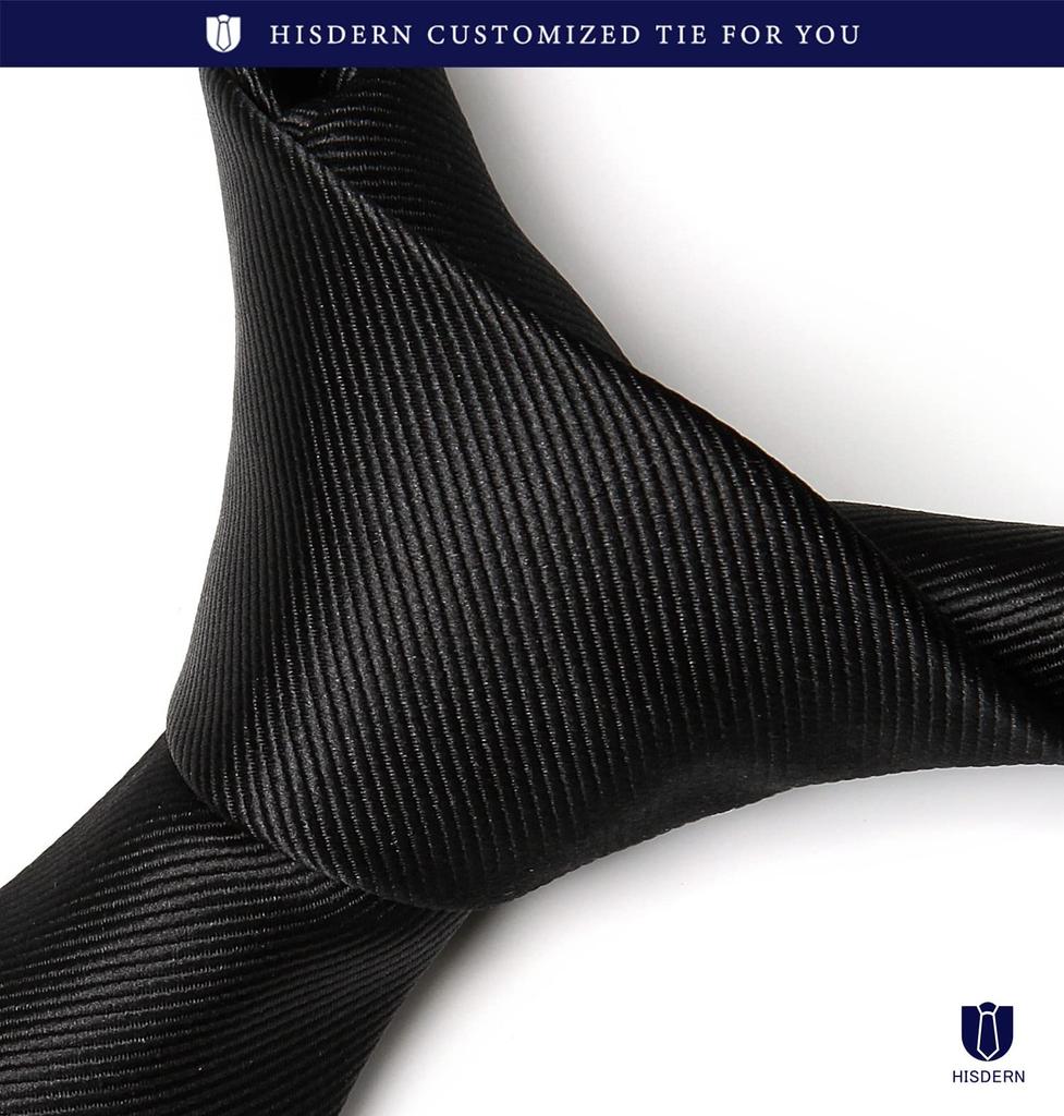 [HISDERN] Narrow Tie, Black, Men's, Plain, Slim, 5.5cm Wide, Silk, Washable, Suitable for Weddings, Funerals, and Other Formal Occasions, Brand G-01