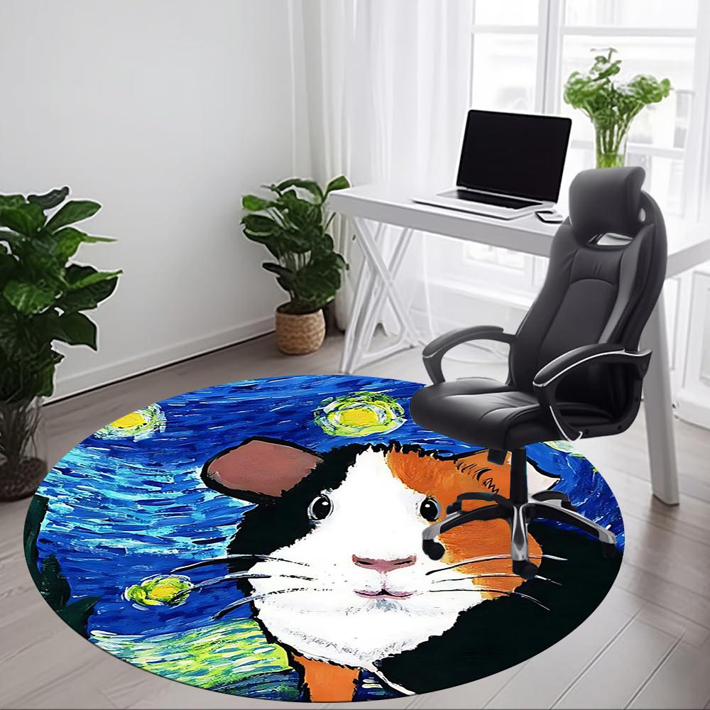 1pc Guinea Pig Office Round Rug, Carpet for Office, Gaming, Lightweight Round Floor Mat yy260205034