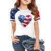Women's Casual Short Sleeve Crew Neck T-Shirt Independence Day Print Raglan Sleeve Lightweight Cotton Blend Top for Summer