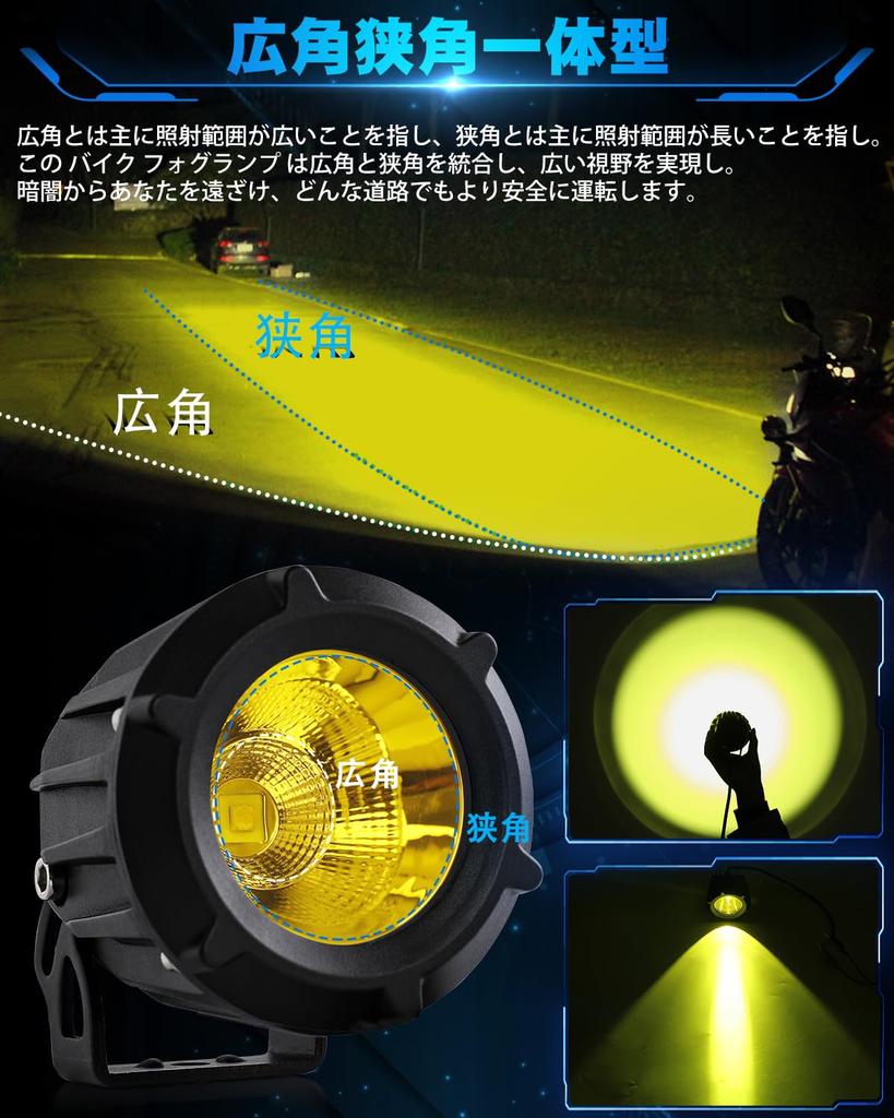 UNI-SHINE Fog Lamp, Motorcycle, Yellow, LED Fog Light, 30W, 3200K, 10000LM, /24V, LED Work