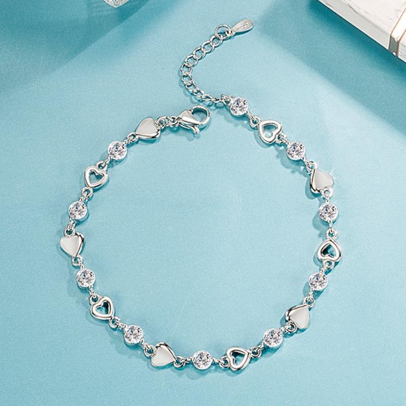 925 Silver Zircon Flower Bracelet For Women Elegant Charm Chain Jewelry Wedding Party Holiday Gift