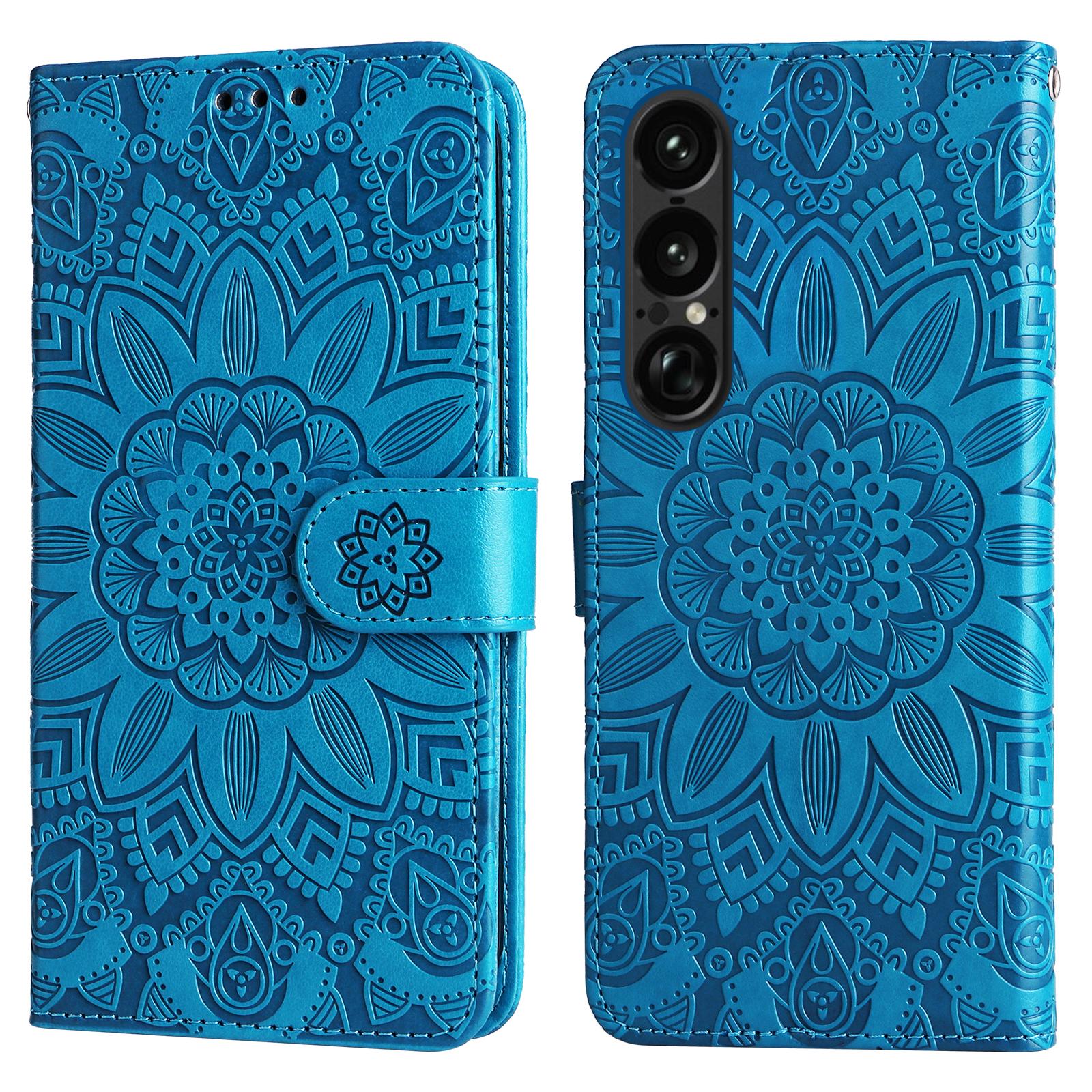 

For Sony Xperia 1 VII Case Sunflower Imprint Leather Wallet Phone Cover C
