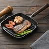 Sartén de Hierro Fundido para Bistec Mango de Madera Olla para Freír Bistec Sartén Antiadherente Premium Interior