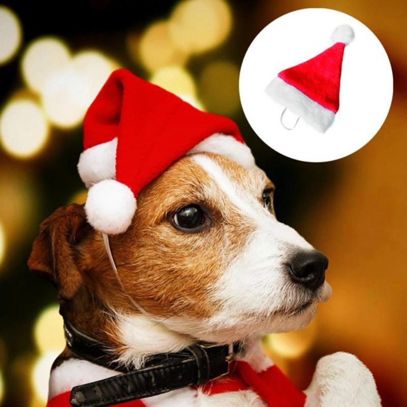 Pet Christmas Hat Decorations, Plush Hats for Dogs and Cats, Cute and Interesting Decorations To Enhance The Festive Atmosphere