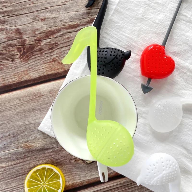 Food Grade Plastic Swan Tea Infuser Strainer Creative Elegant Swan Music Note Heart Teaware Mesh Filter Kitchen Accessories