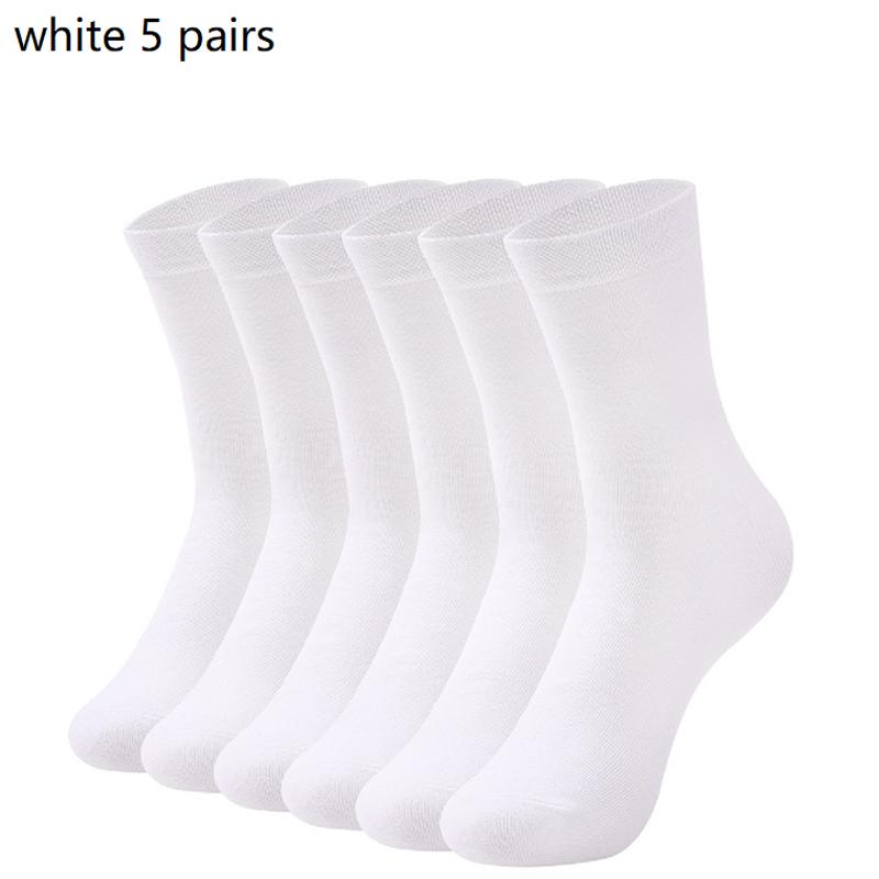 Men's 5 Pairs Mid-Calf Socks All-Season Soft Cotton Business Breathable Moisture-Wicking Solid Color Comfortable Premium Quality
