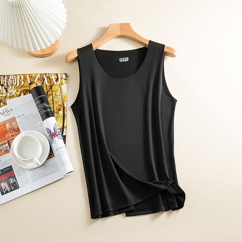 

1 шт. Майки Летнее нижнее белье Ледяной шелк Полиэфирное волокно Прохладная майка V-образный вырез Женский жилет без рукавов 2XL чёрный