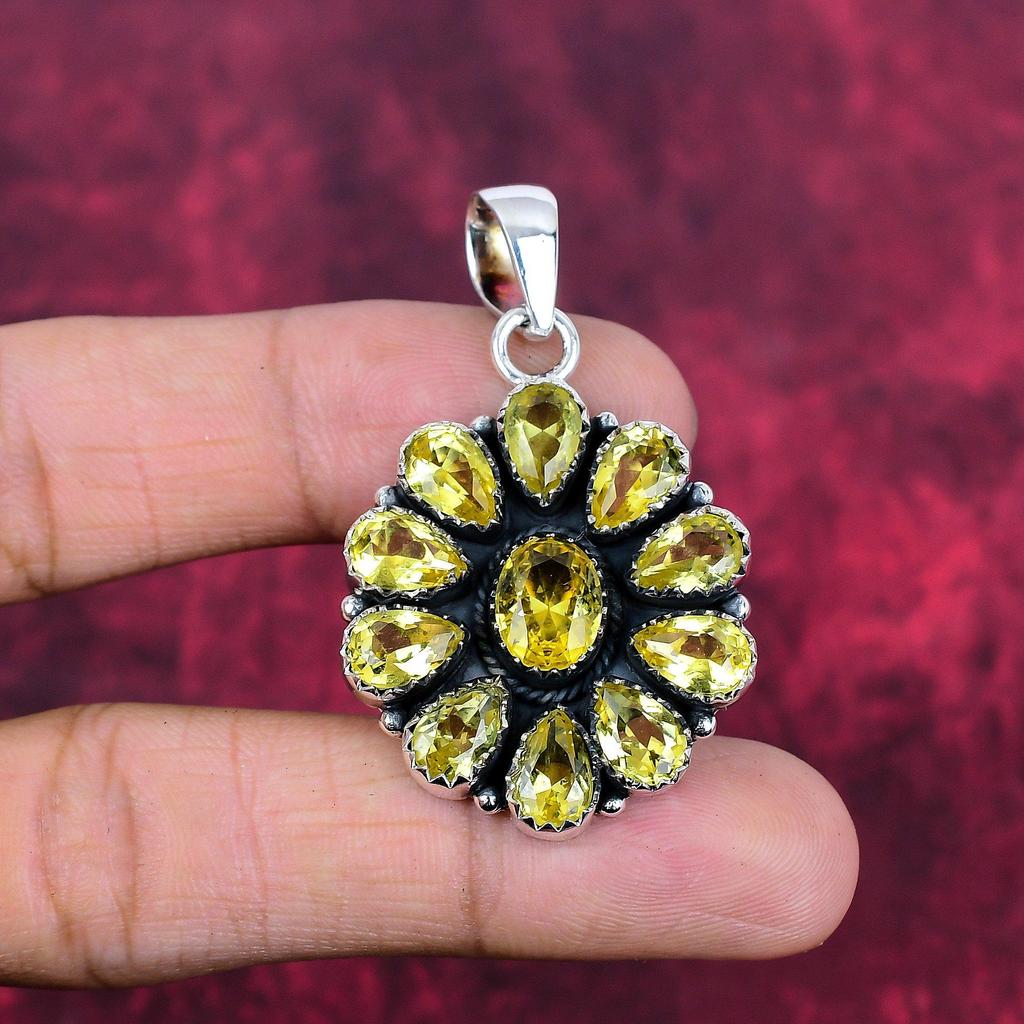 Citrine Pendant, 925 Solid Sterling Silver Gemstone Jewelry, Handmade Pendant, For Thanksgiving