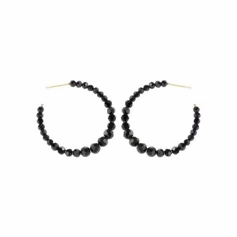 Premium Light Luxury Niche Black Crystal Earrings Niche Design Ins Cold Wind C Ring Earrings New Trendy Stud Earrings