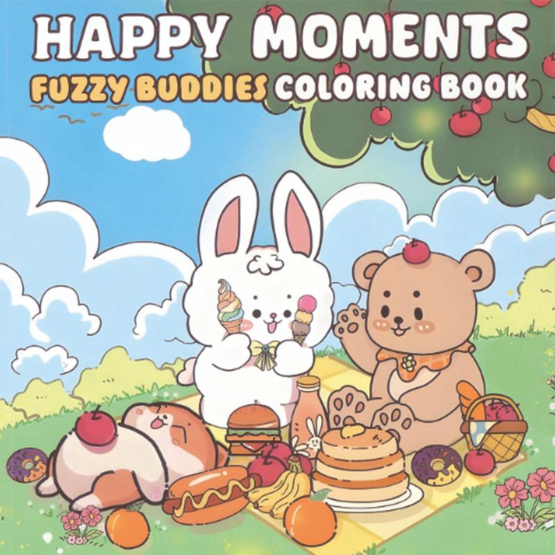 Cross-Border Adult & Teen Coloring Book: Cute Animal Characters for Easy Coloring