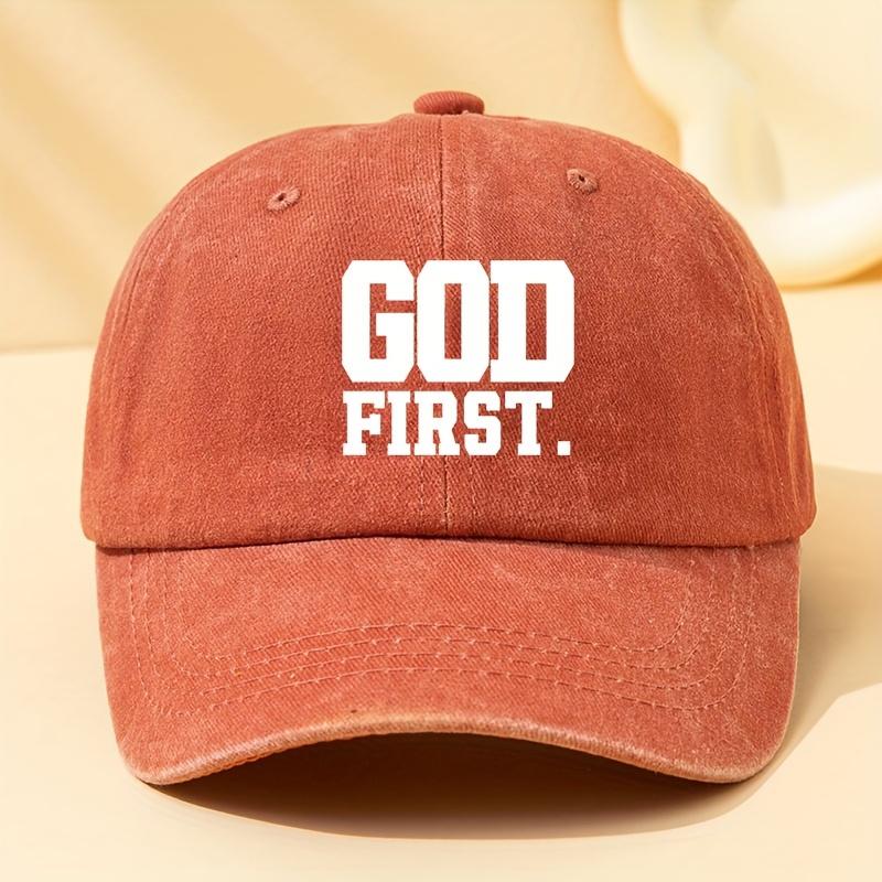 

1pc Retro Washed GOD FIRST Baseball Caps for Women,outdoor Sun Protection Breathable and Multifunctional Driver Caps for Use Adjustable помаранчевий