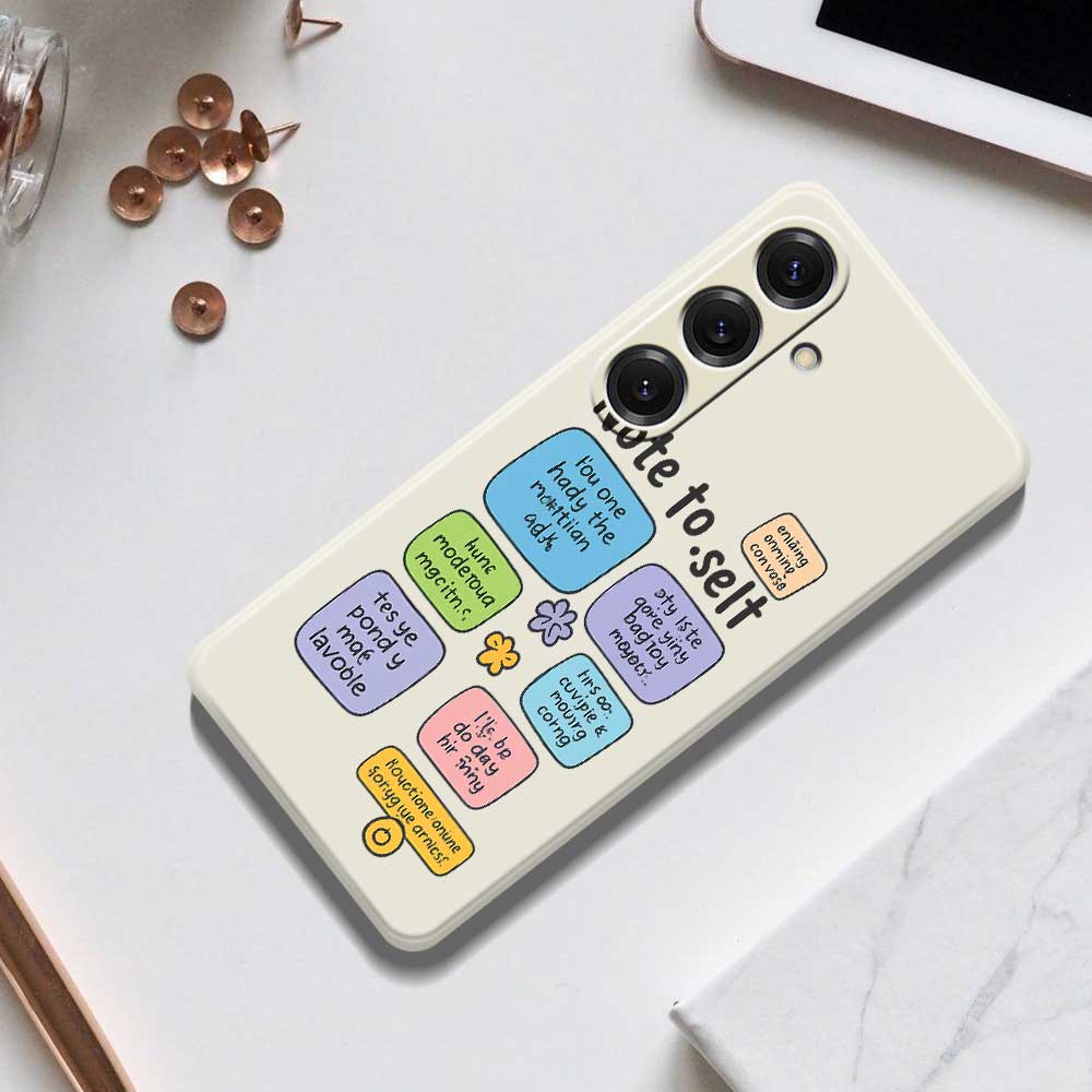 For Samsung Galaxy S25 Case Colored Sticky Notes Pattern Printing Straight Edge TPU Phone Back Cover