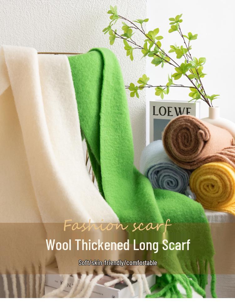 100% Wool Scarf: Autumn/Winter Korean Style, Warm & Versatile Women's Shawl