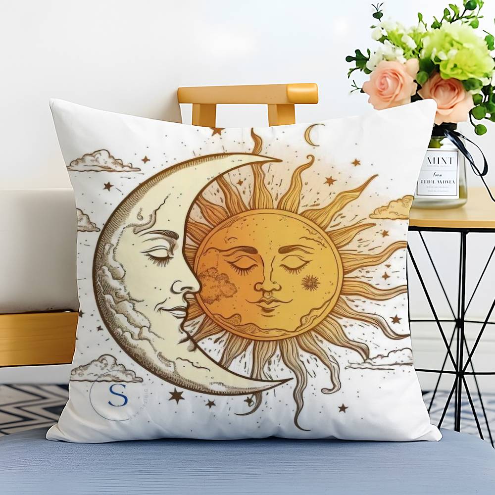 Portia Sun Moon Pattern Pillow Case Printed Brushed Fleece Pillow Baby Skin-Touch Eco-Friendly Dye-Sublimat