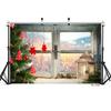 Christmas Party Decor Backdrop Photocall Winter Snow Window Pine Tree Stars Baby Family Photographic Background Photo Studio