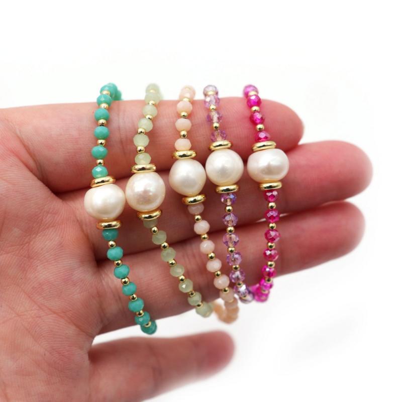 Faceted  Beaded Bracelet For Women  Natural Pearl Bracelets Jewelry Pulseras Femme Y2K Accessories