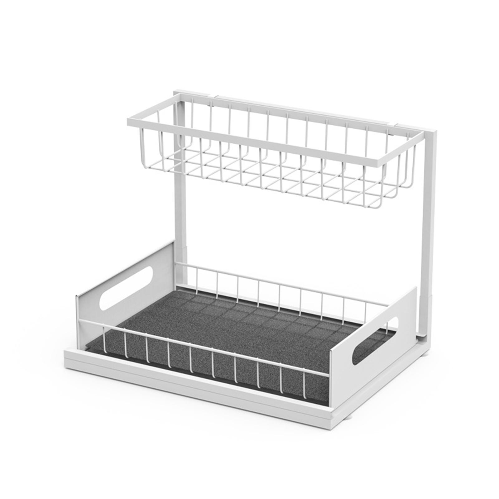 

2-ярусный органайзер под раковину для кухонного хранения, 2-слойная выдвижная корзина для шкафа под раковину белый