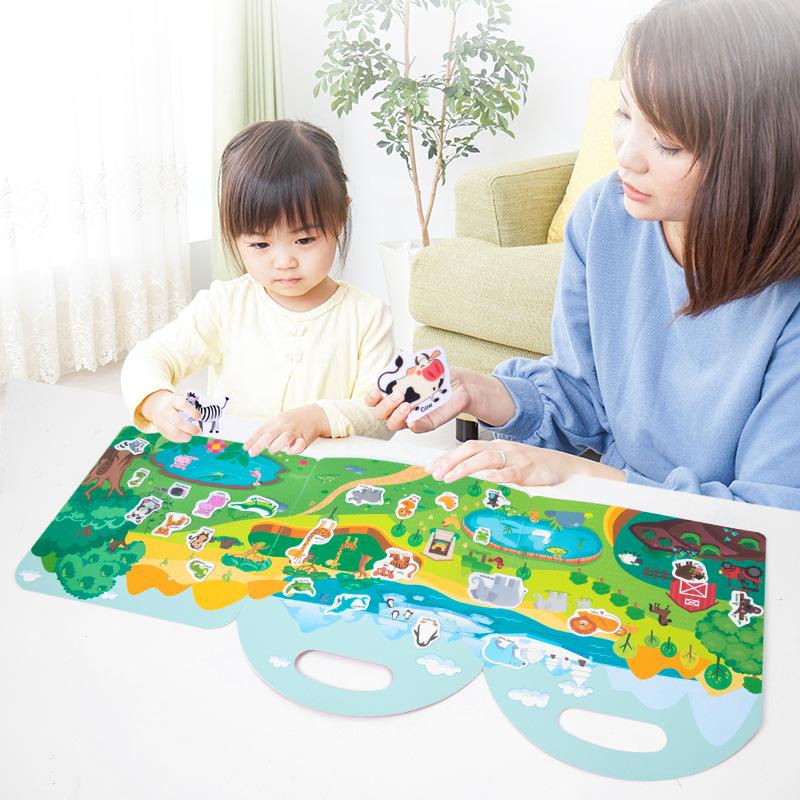 Wooden Children'S Early Education Portable Jelly Sticker Theme Puzzle Quiet Sticker Book Baby Enlightenment Learning Educational Toys