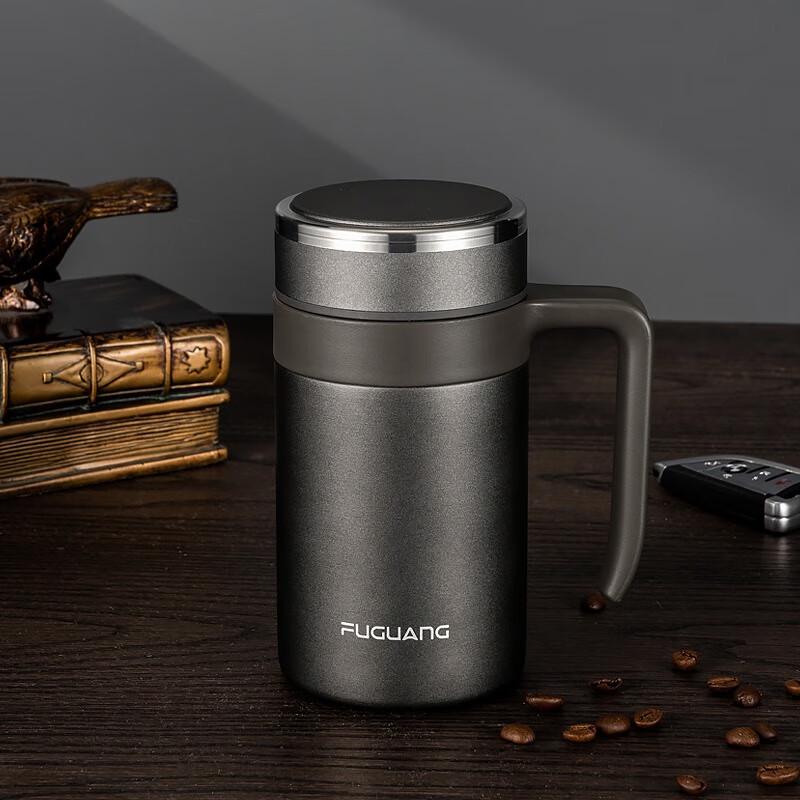 FUGUANG Vacuum Insulated Stainless Steel Tea Mug with Handle 550ml