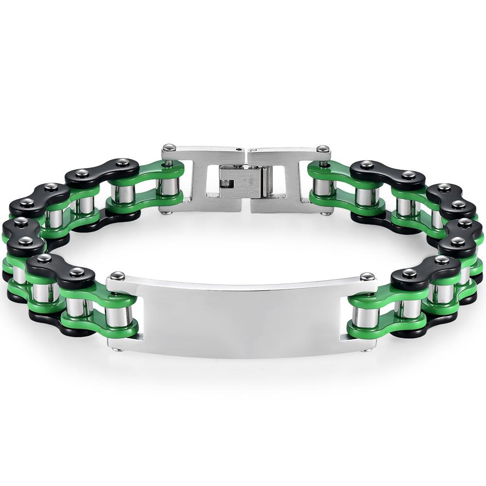 12MM Motorcycle Bike Chain Bracelet for Men Stainless Steel Bicycle Link Design Men's ID Bracelets Punk Rock Jewelry Accessory 10 Color