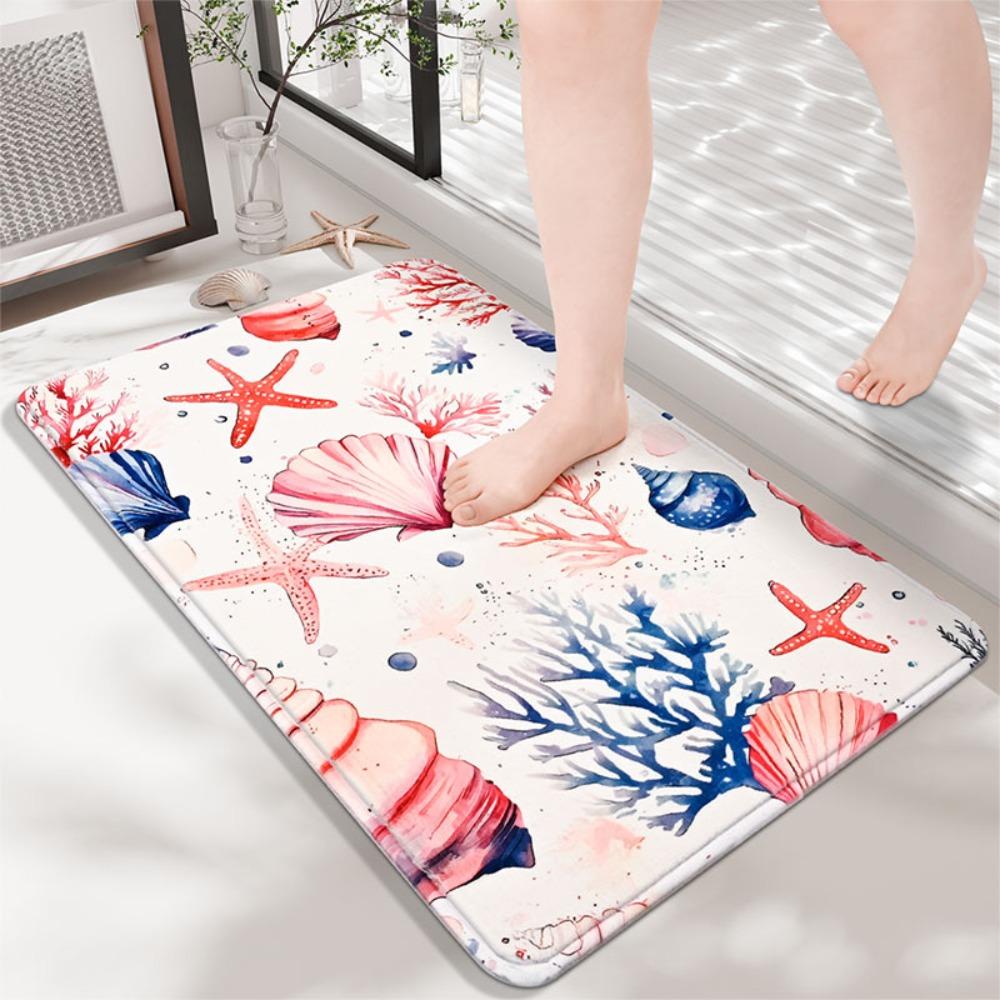 Printing Sponge Bathroom Cashmere Thickening Mat Bath Non-slip Carpets In Wash Basin Bathtub  Floor Rug Shower Room Doormat Memory Foam 3D Pad