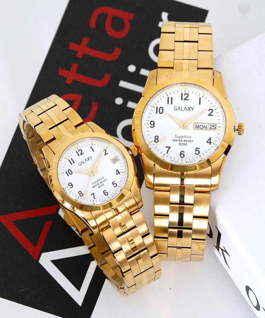 Gaelleogsi 5 Atm Women'S Gold Color Numeral Index Metal Wristwatch Qa9012Fc-1