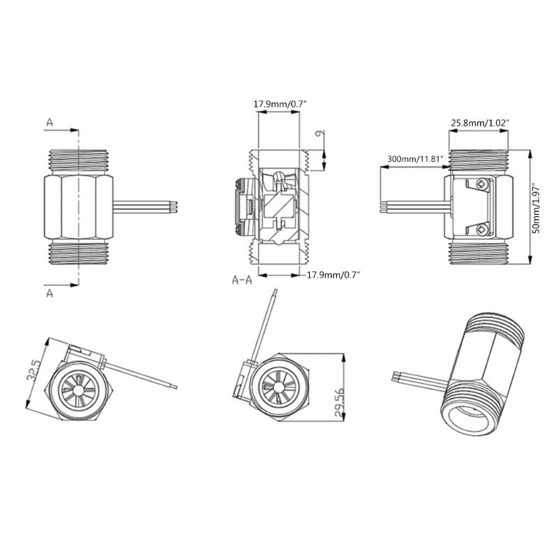 3/4'' Hall-Effekt Flüssigkeitswasser-Durchflusssensoren Durchflussmesser Zähler für Luftbefeuchter Wasserspender