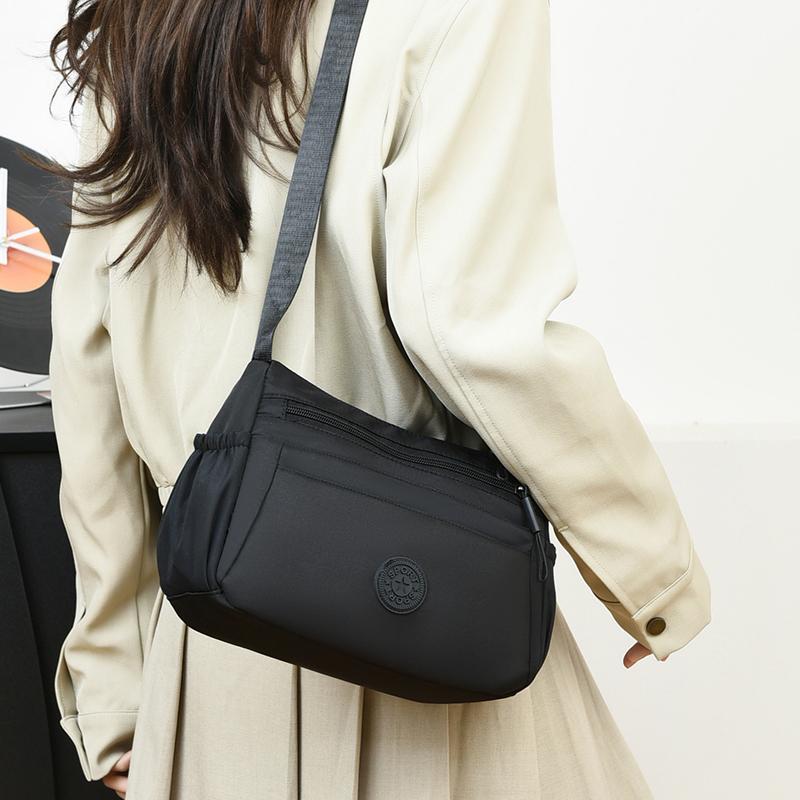 Vrijetijd Eenvoudige Dames Schoudertas Nylon Meerdere Vakken Waterdichte Messenger Bag Effen Kleur Vrouwen Schoudertas voor Uitjes